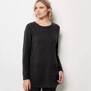 JASON WU Gray Crewneck tunic sweater with front pockets size L